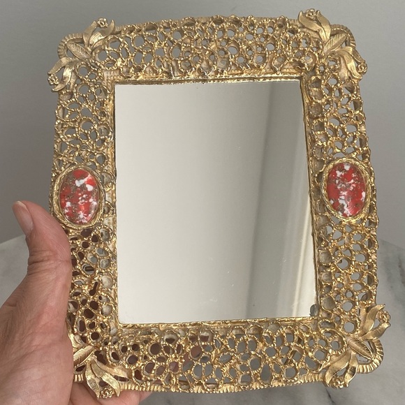 Beautiful brass filigree mirror for tabletop - Picture 8 of 9